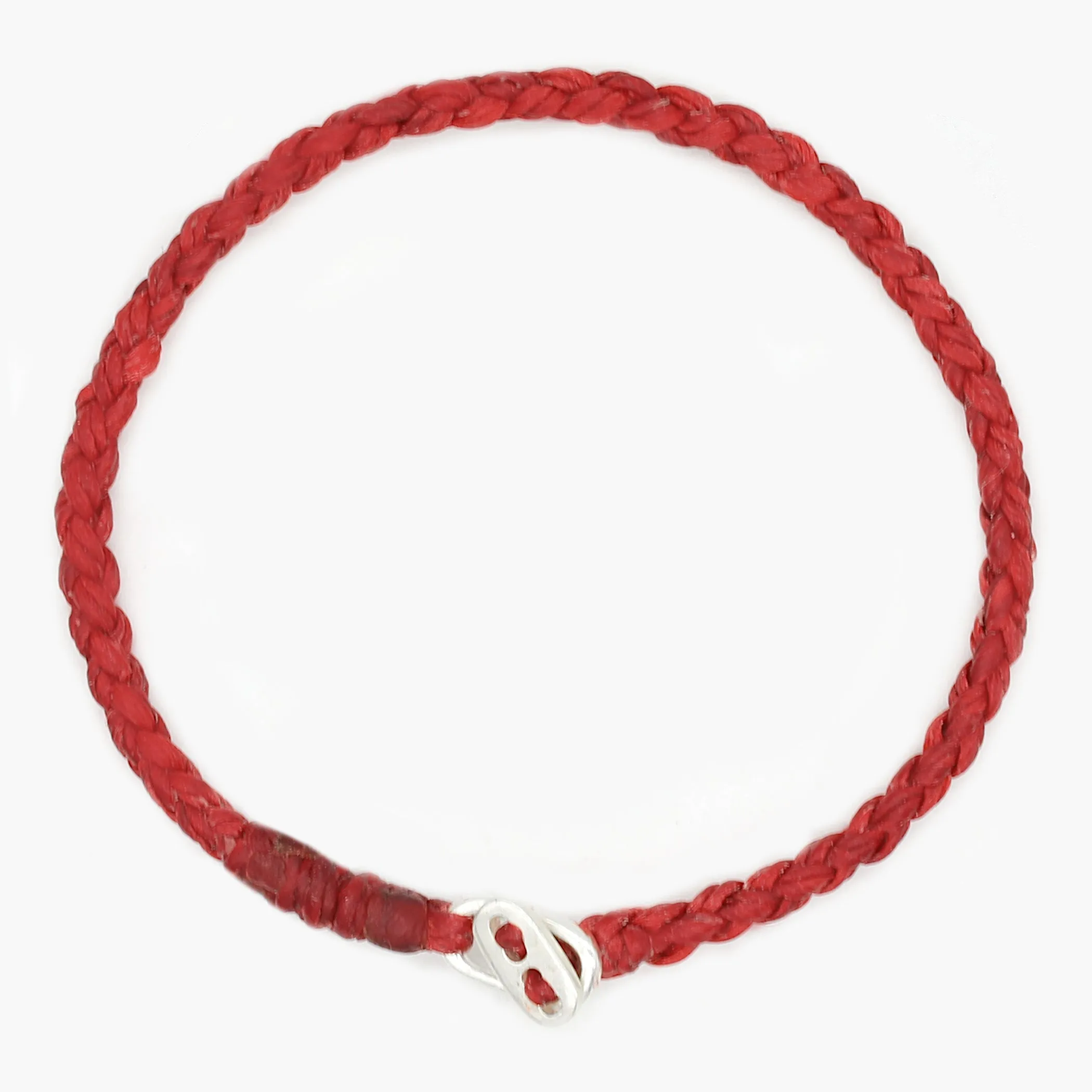 4mm Braided Bracelet With Sterling Silver Clasp (Red)