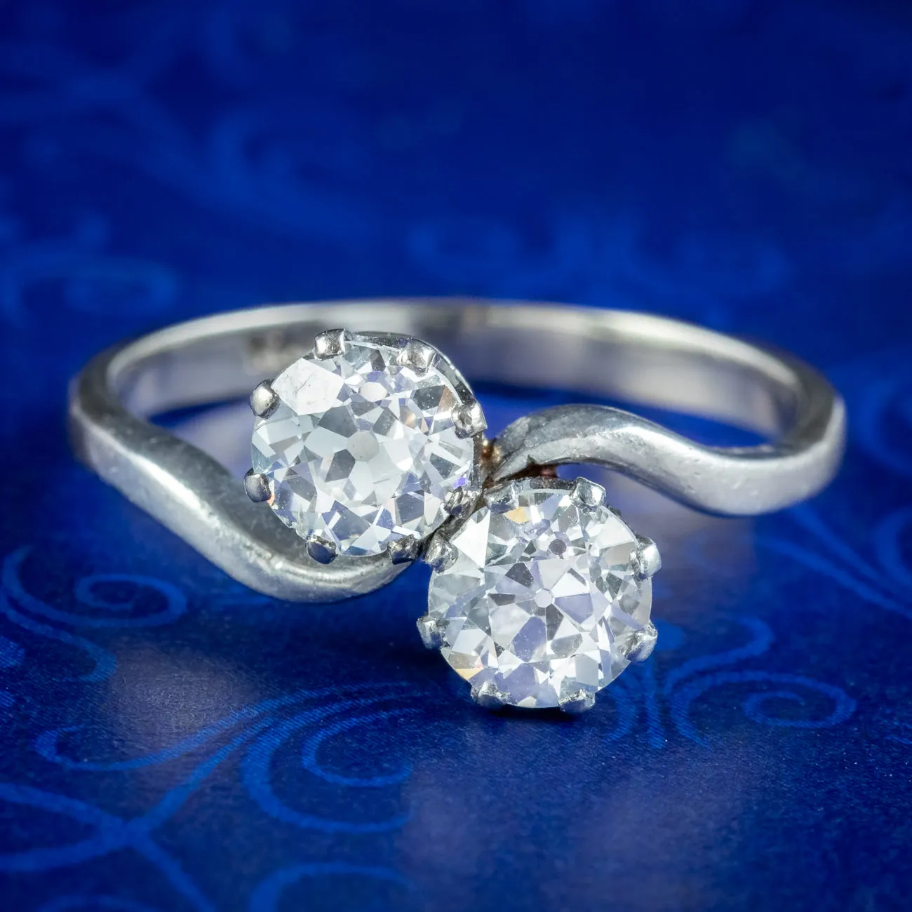 Antique Art Deco Toi Et Moi Diamond Twist Ring 1.5ct Of Diamond