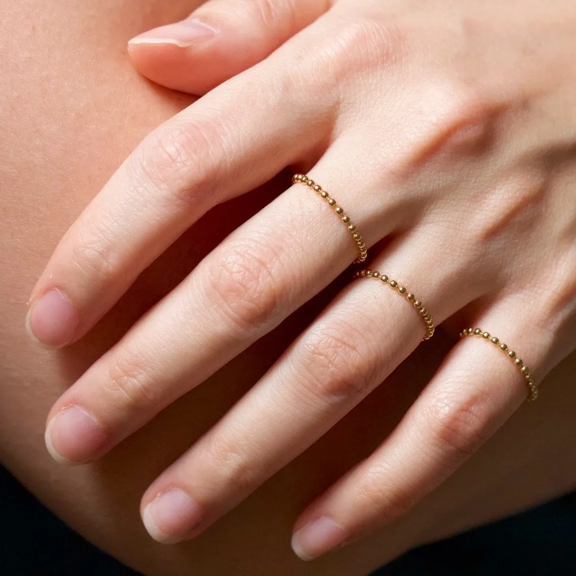 Baby Ball Chain Ring Gold
