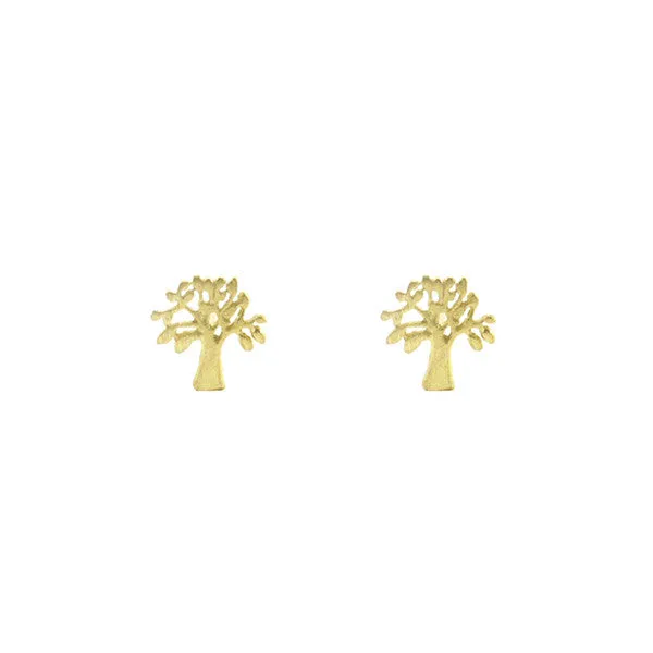 Banyan Tree Gold Sterling Silver Studs