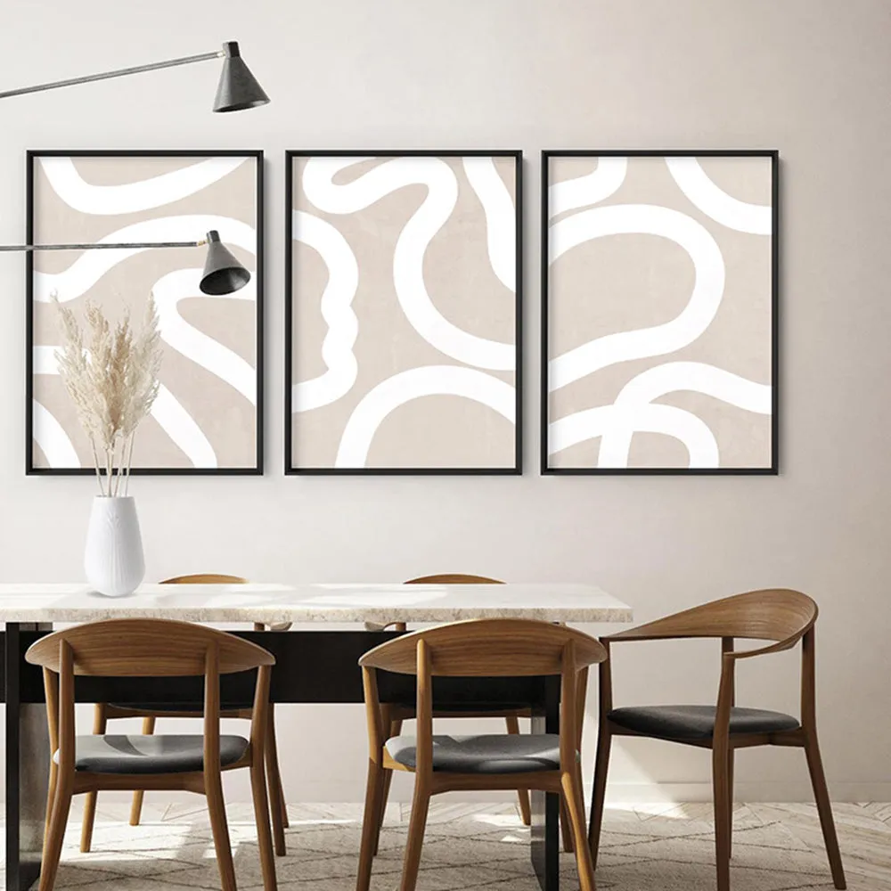 Boho Abstracts | White Lines II - Art Print