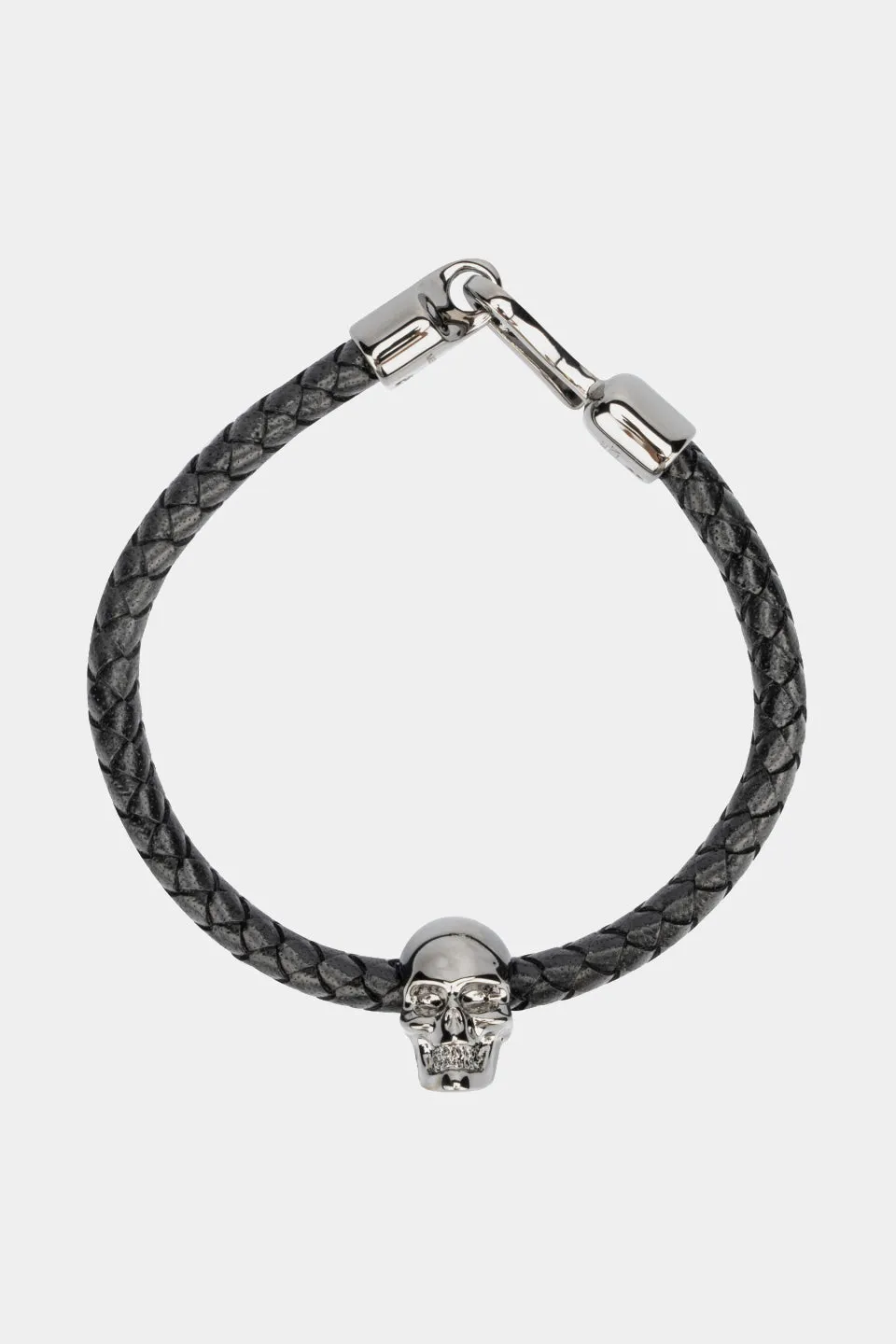 Braided Leather Skull Bracelet