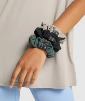 Gymshark Whitney Scrunchies 3pk - Eucalyptus/Mink/Black