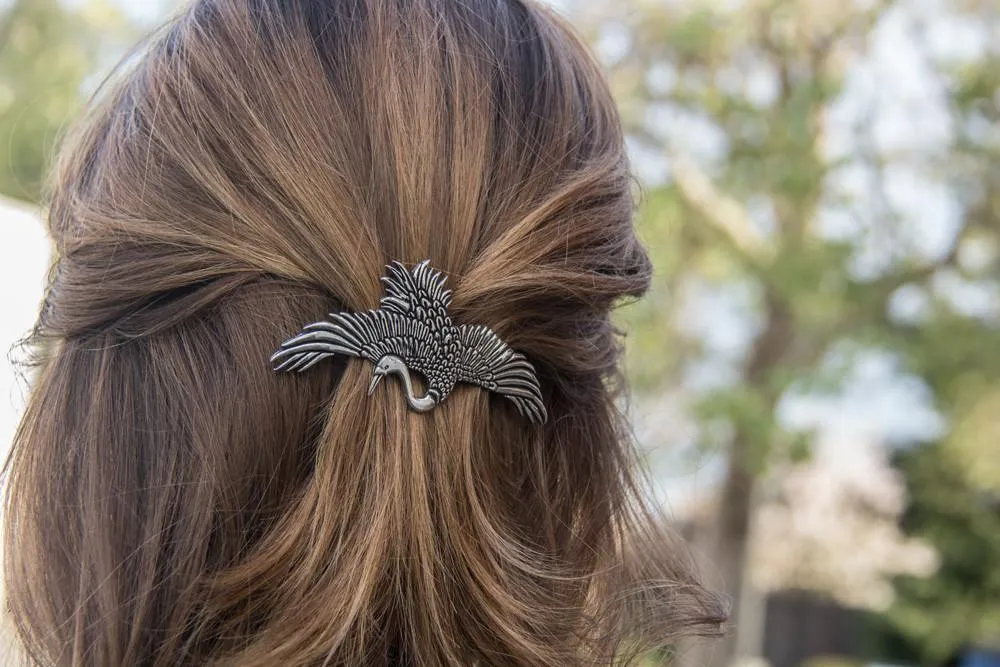Hair Clip, Barrette, Crane