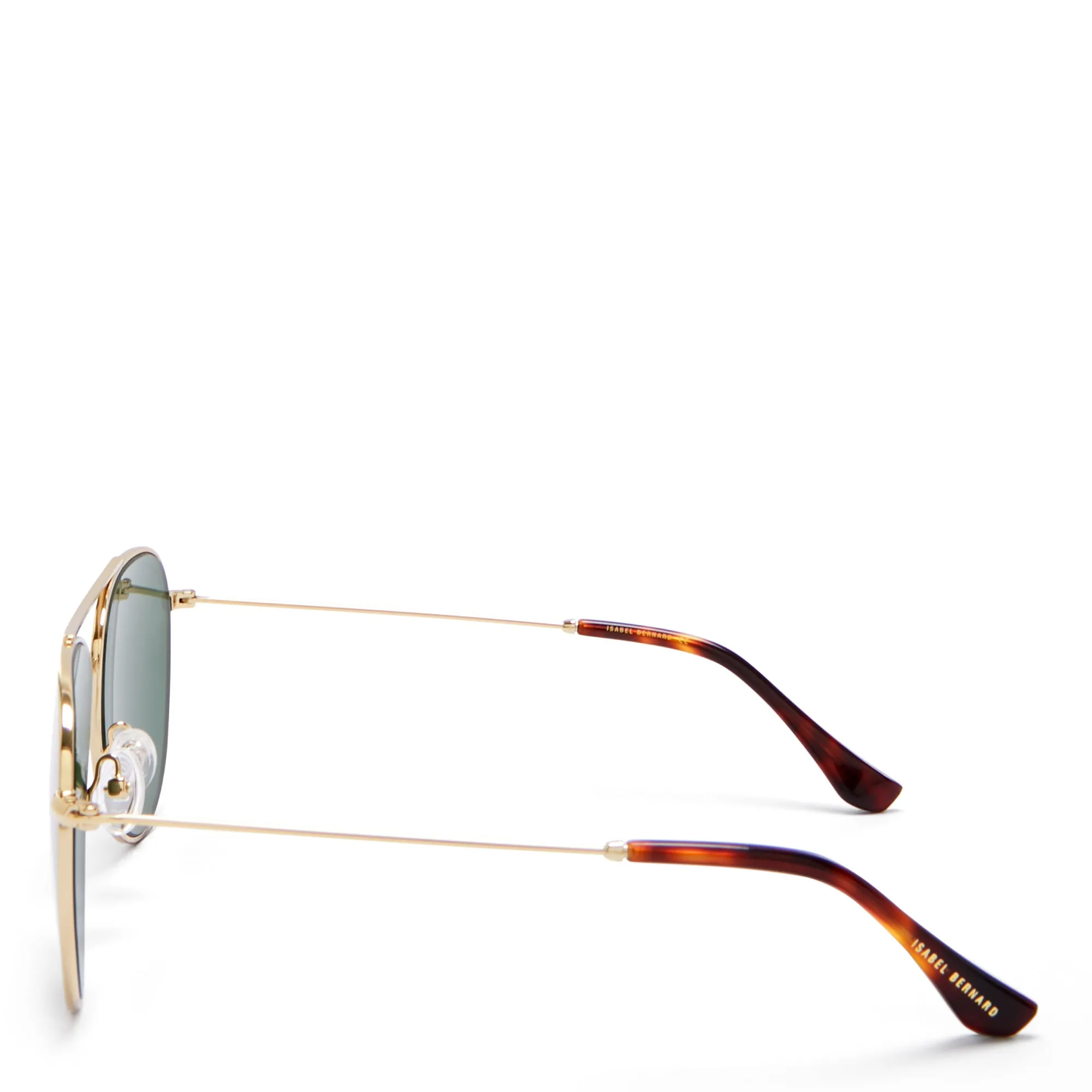 La Villette Remi gold coloured aviator sunglasses with green lenses