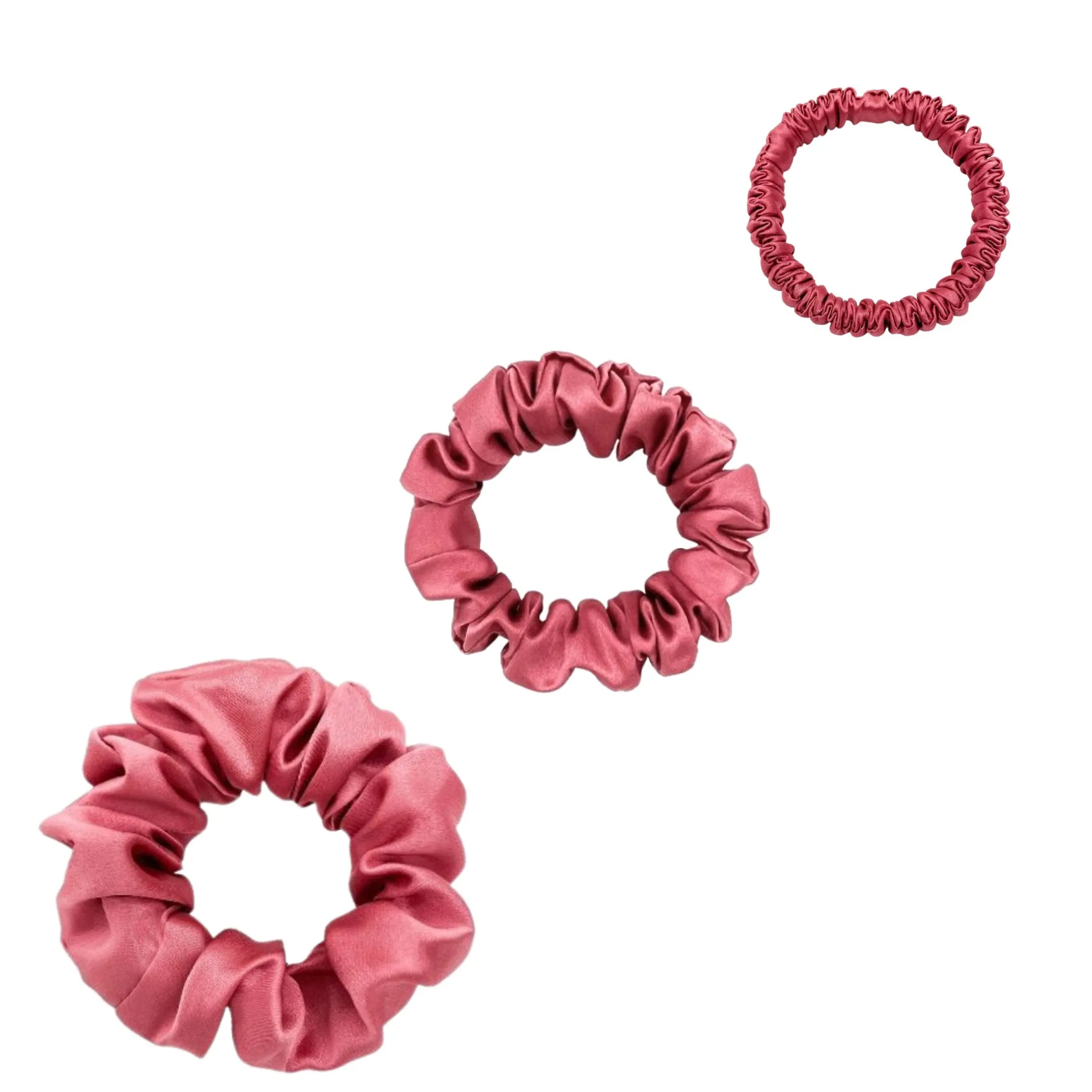 Silk Scrunchies Set - White - Mini, Small, Medium